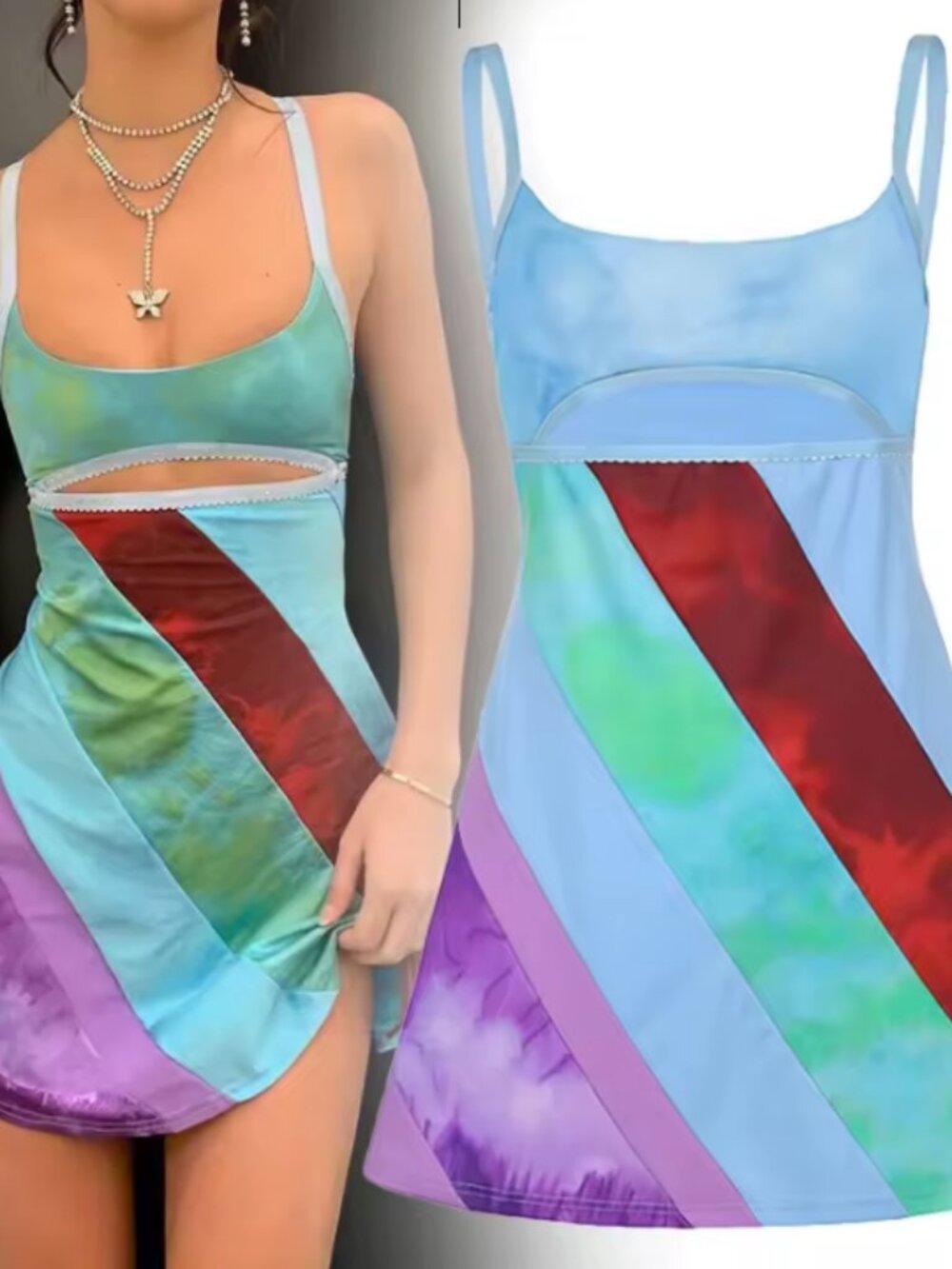 13 Going on 30 Jenna Rink Y2K Cutout Striped Mini Slip Dress Small